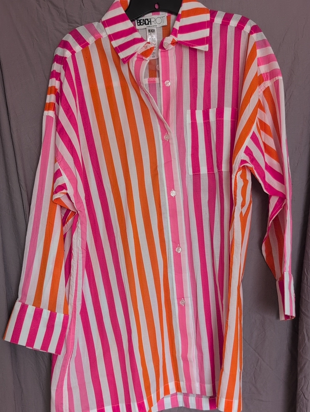 Beach Riot Pink & Orange Striped Button-Down Shirt